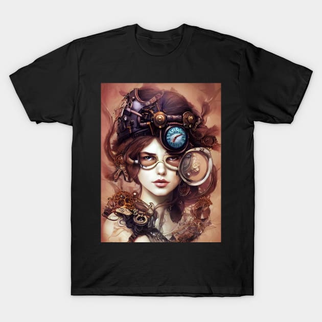 Beautiful steampunk lady T-Shirt by Playfulfoodie